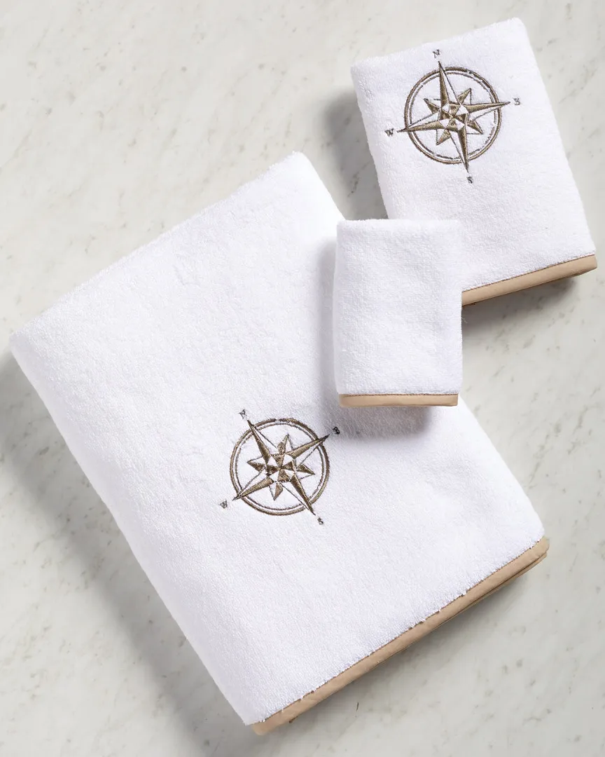 Compass 3-Piece Towel Set - Sand, Terry Cotton