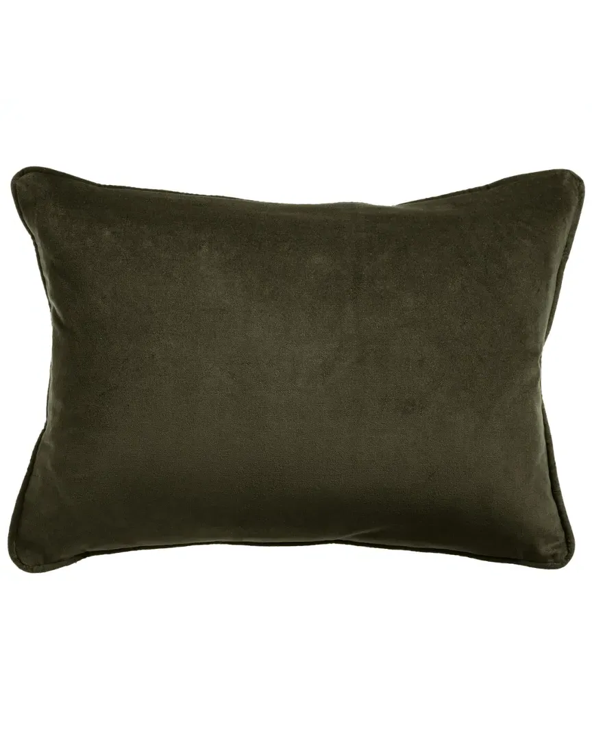 Cotton Velvet Lumbar Pillow - Olive