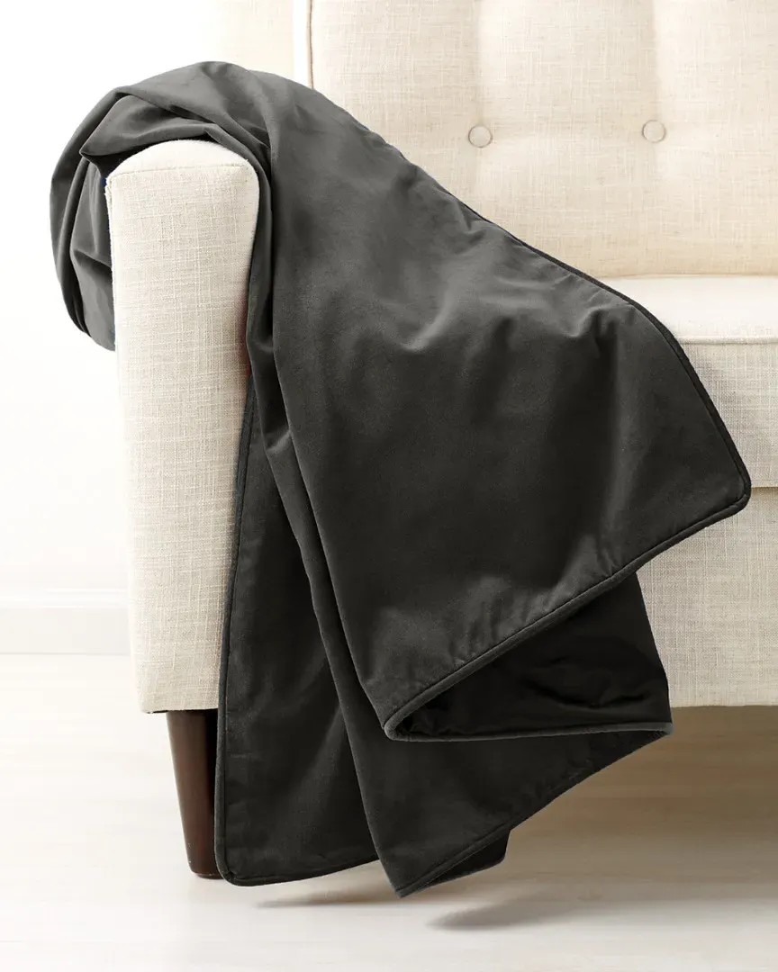 Cotton Velvet Piped Edge Throw - Charcoal image