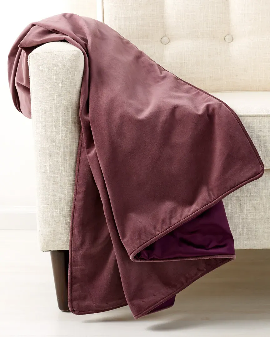 Cotton Velvet Piped Edge Throw - Plum