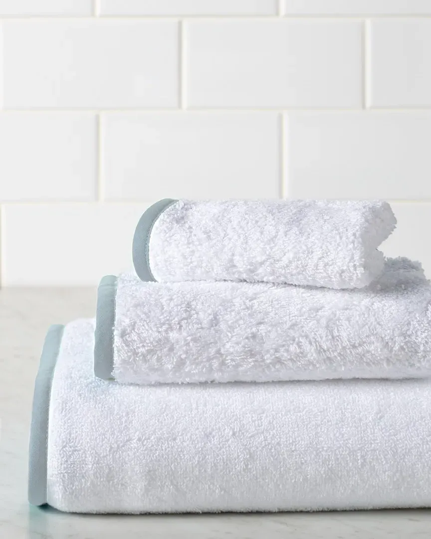 Deco 3-Piece Towel Set - White and Frost Blue, Terry Cotton image