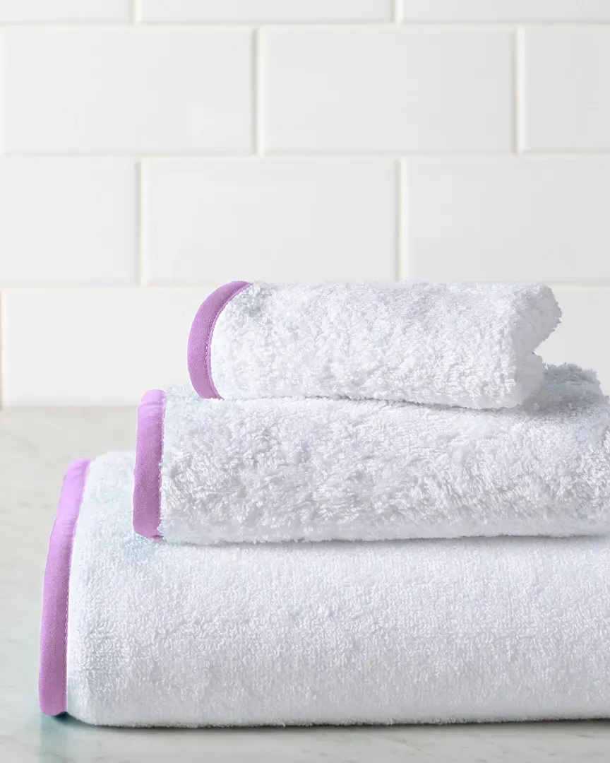 Deco 3-Piece Towel Set - White and Lilac, Terry Cotton
