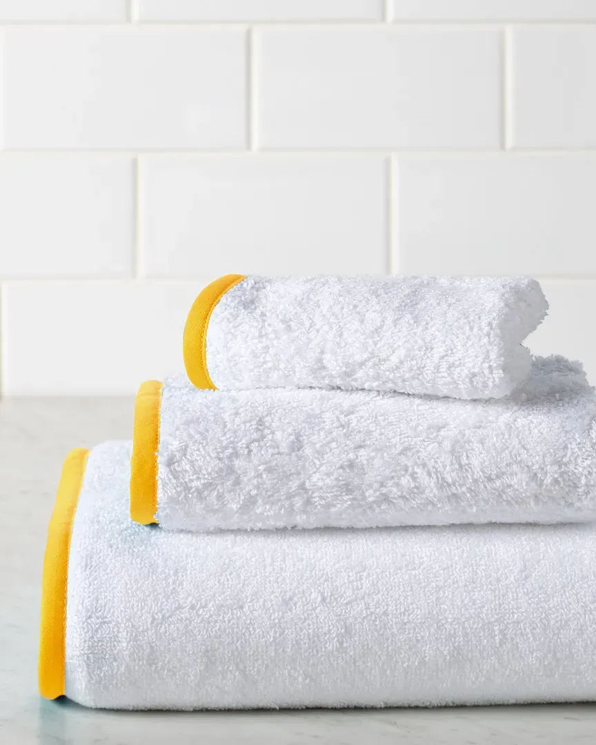 Deco 3-Piece Towel Set - White and Yellow, Terry Cotton