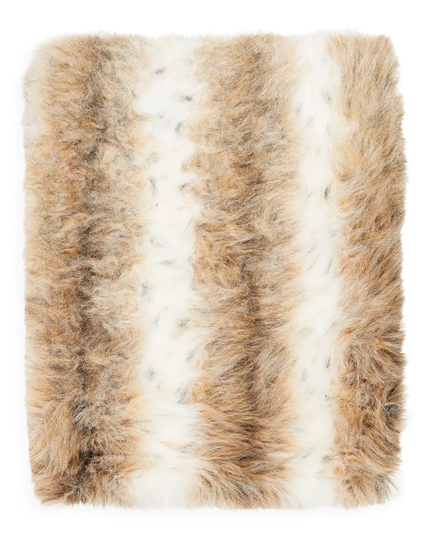 Faux Fur Throw with Striped Design