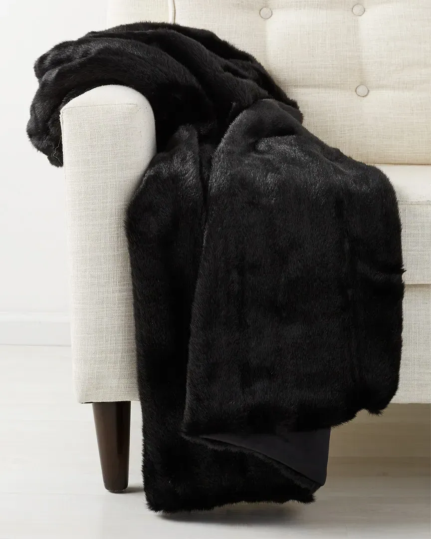 Mink Black Faux Fur Throw