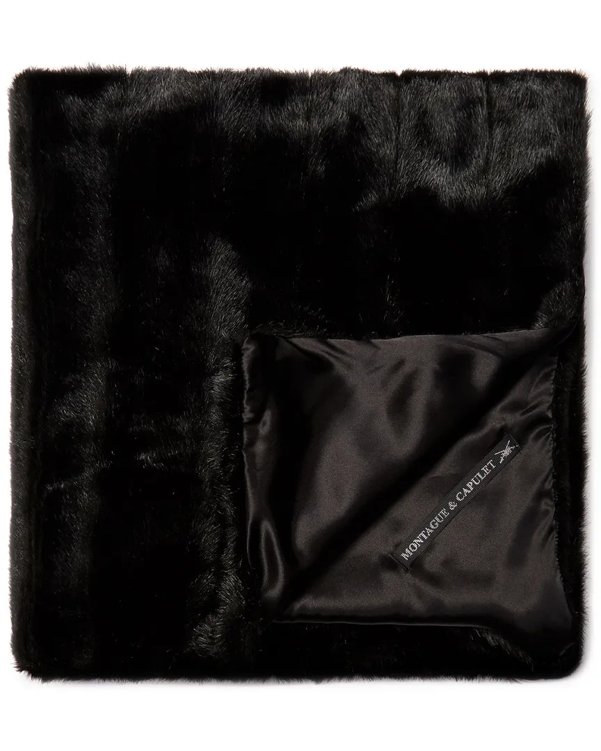 Mink Faux Fur Throw - Black