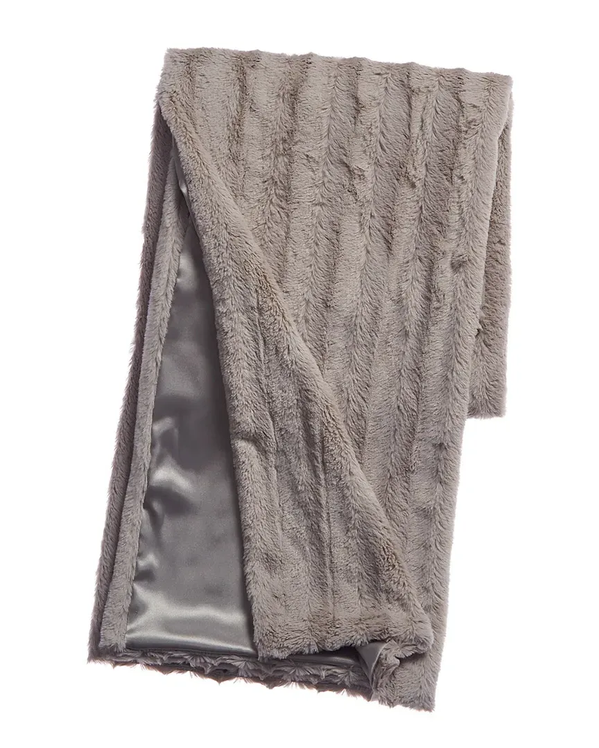 Oversized Faux Fur Throw - Silver Chinchilla Stripe