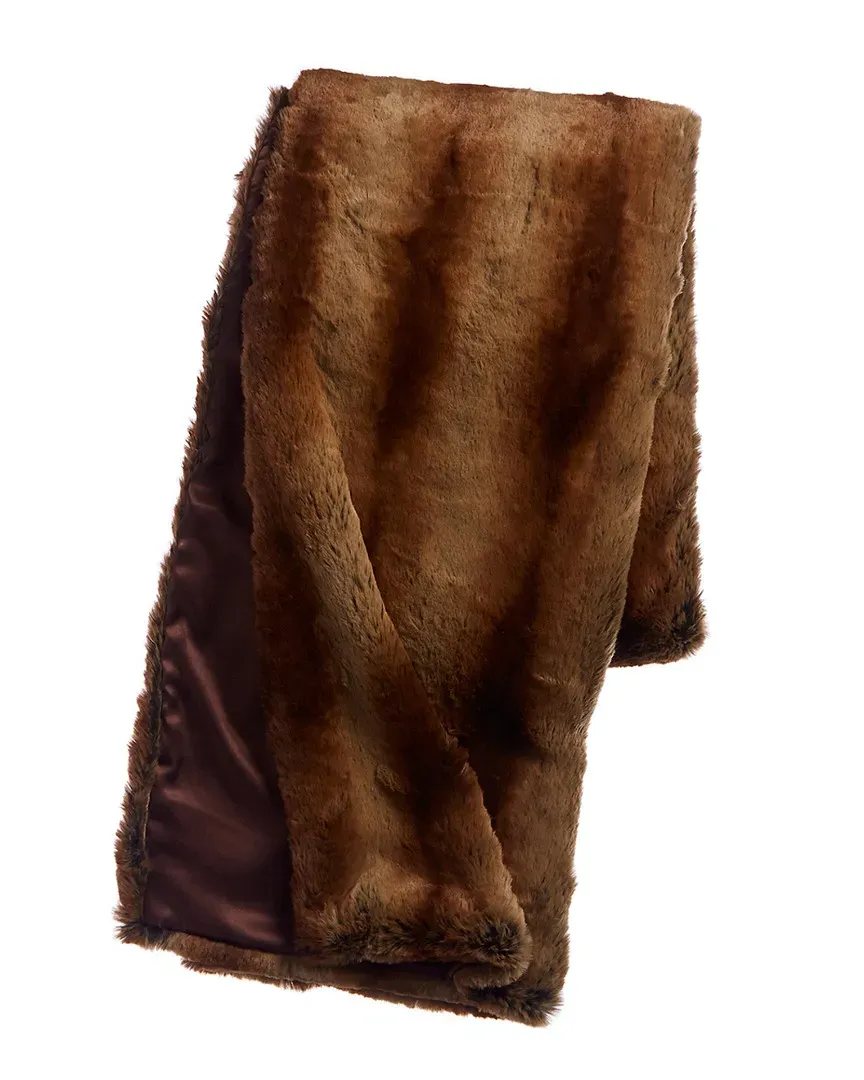 Oversized Faux Fur Throw - Walnut Chinchilla