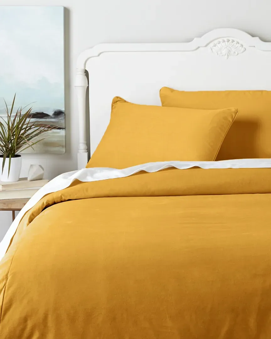 Regal Cotton Velvet Coverlet Set - Gold image