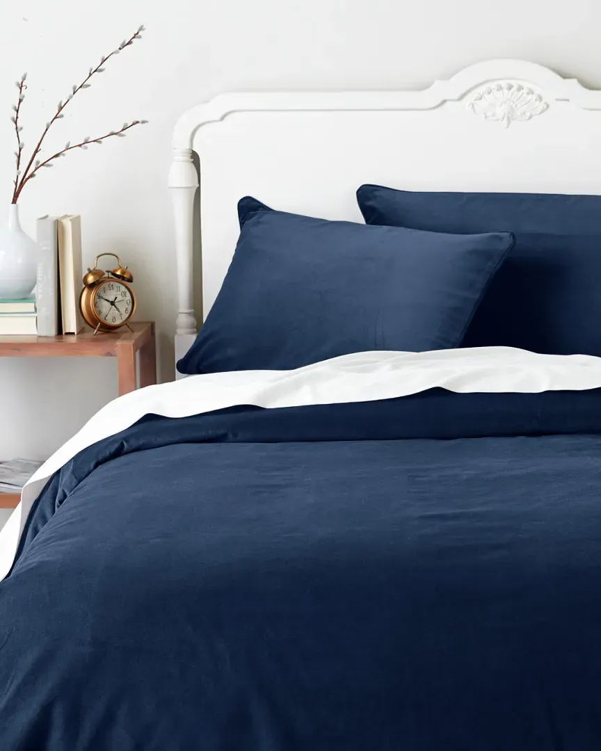 Regal Cotton Velvet Coverlet Set - Navy