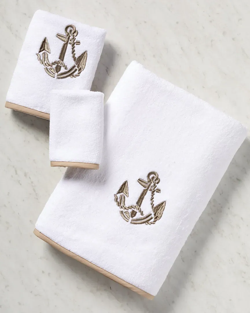 Seahorse 3-Piece Towel Set - Sand, Terry Cotton