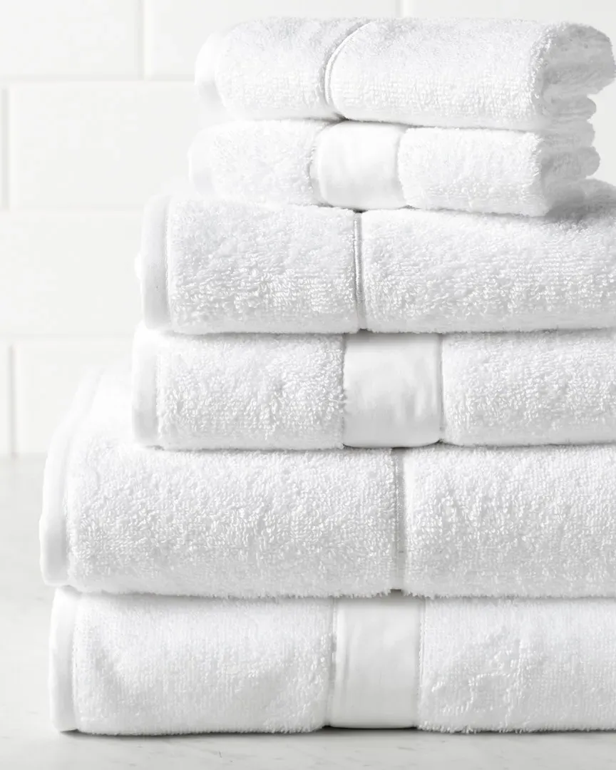 Single Line Embroidered Towel Set - White image