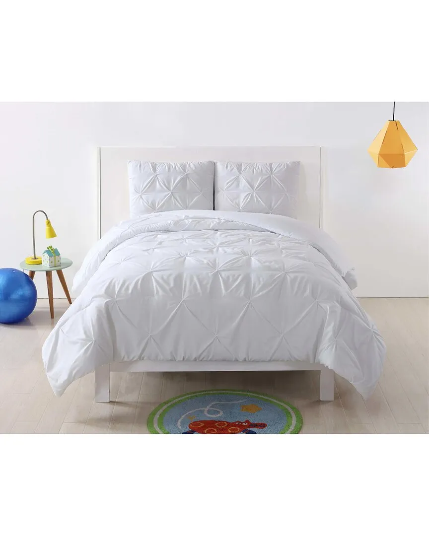 Pleated Duvet Set - White, Microfiber
