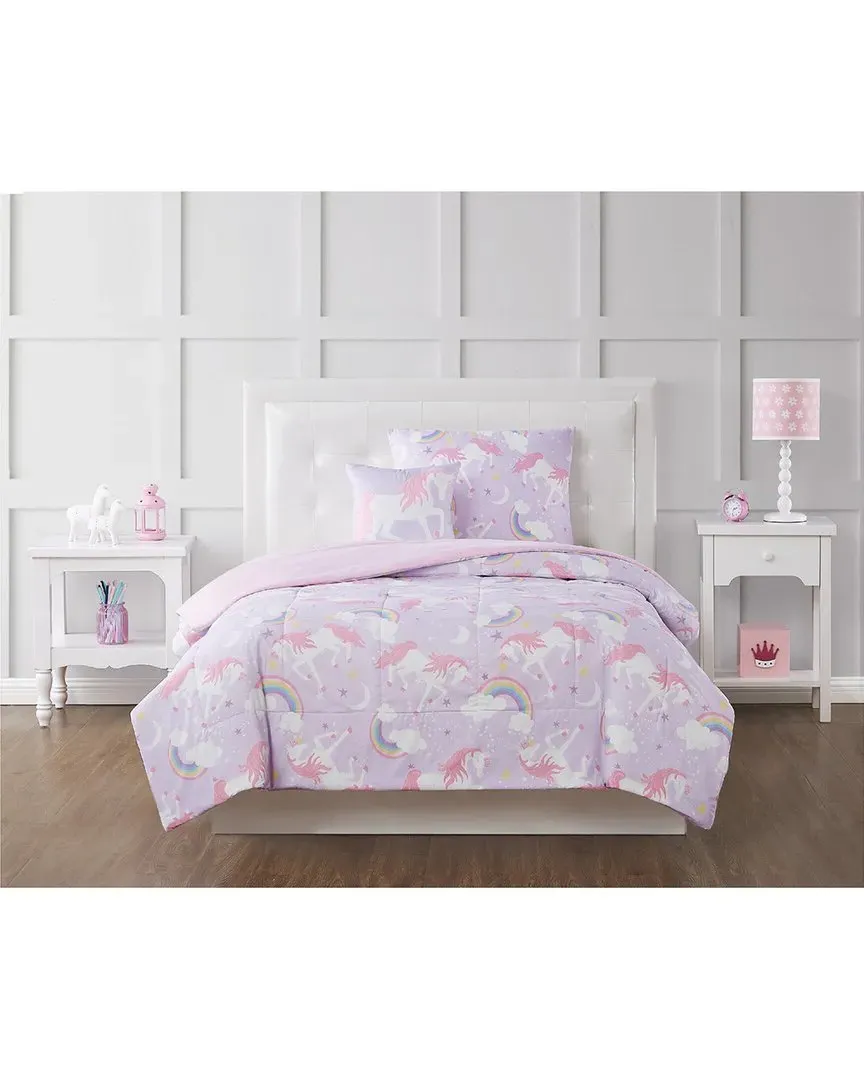 Rainbow Unicorn Twin Comforter Set - Purple, Microfiber image