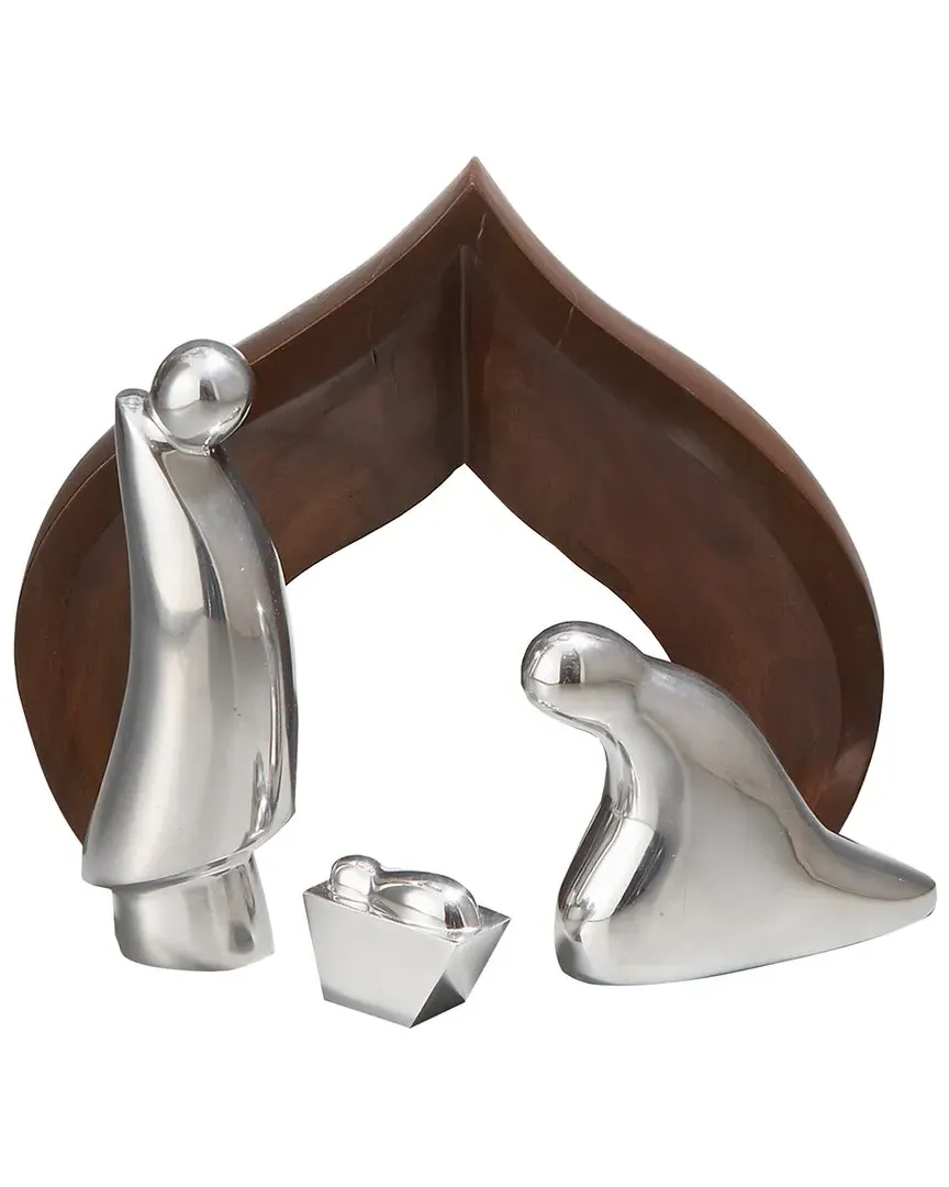 4pc Nativity Scene - Silver, Acacia Wood image