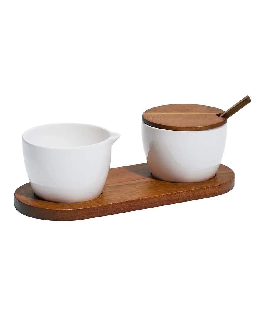 Duets Sugar And Creamer Set - Brown, Acacia Wood image