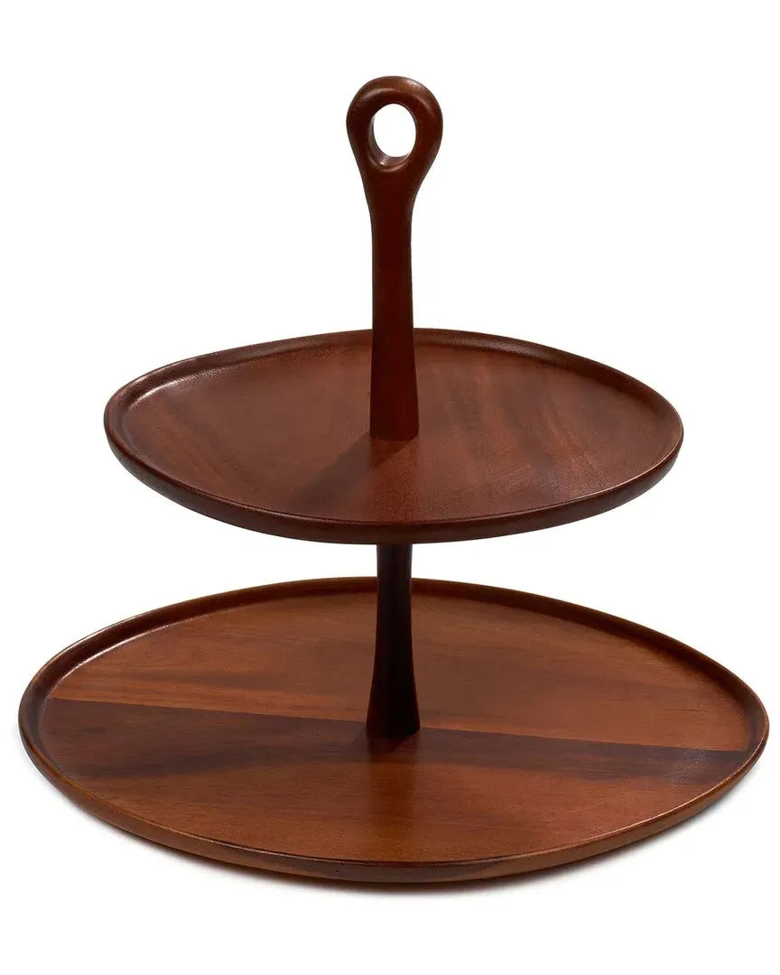 Portables Wood Tiered Server - Brown, Acacia image