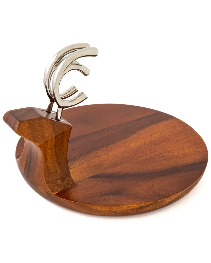 Reindeer Platter with Antler Spreaders - Silver, Acacia Wood image