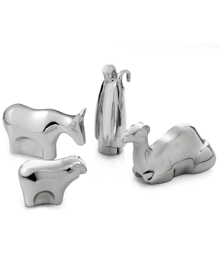 Shepherd & Animals Nativity Set - Silver