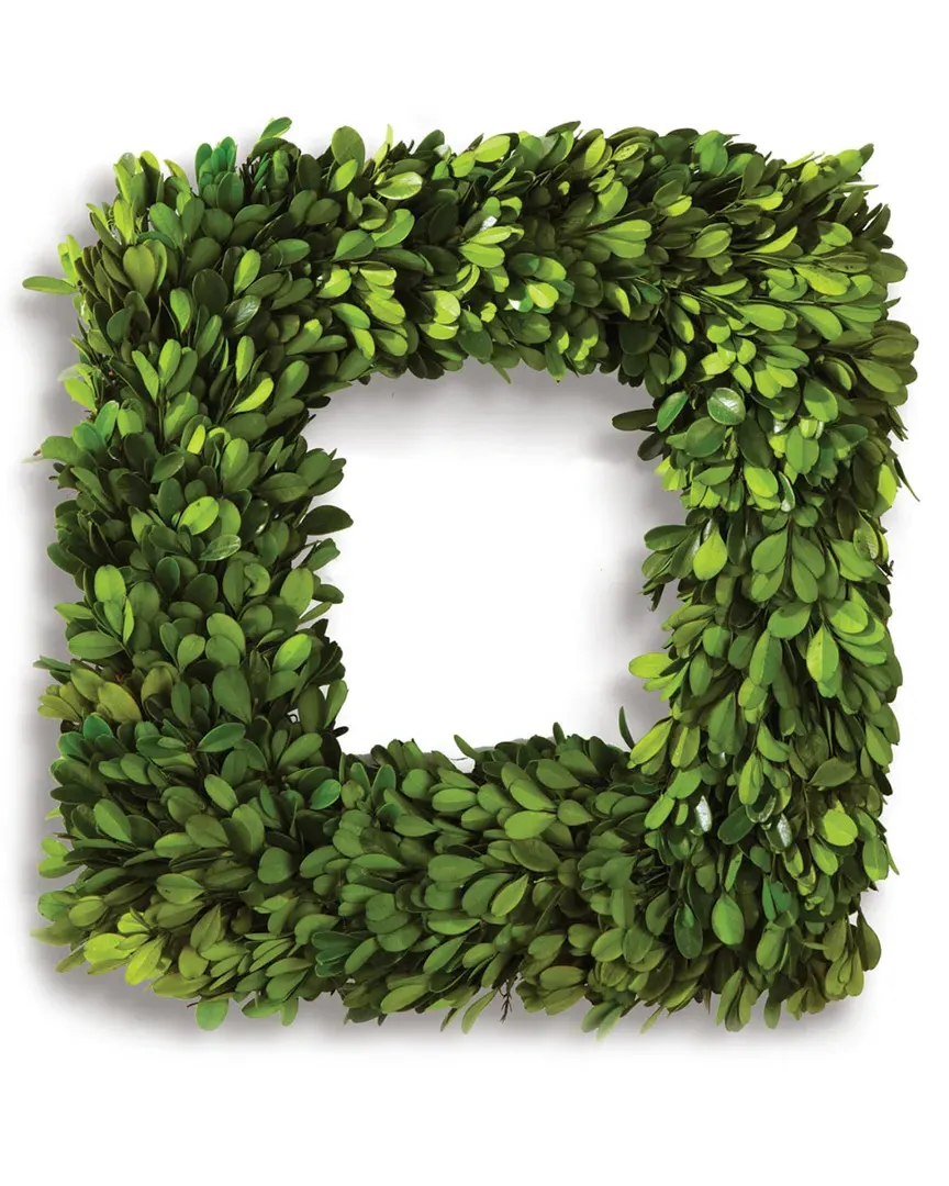 16in Square Boxwood Wreath - Green