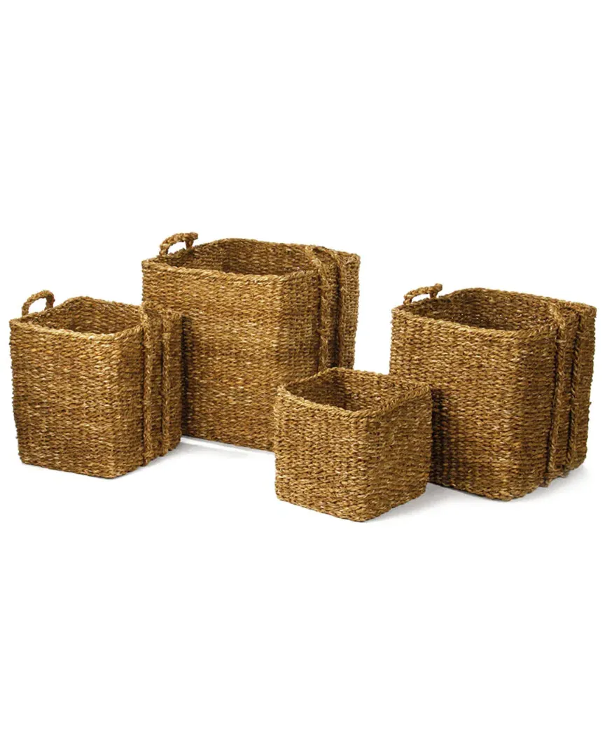 4pc Seagrass Apple Basket Set - Natural image