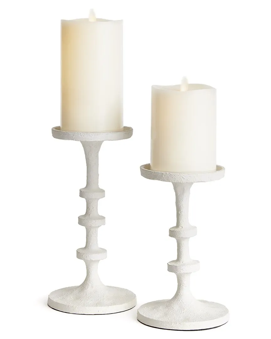 Abacus Petite Candle Stands Set of 2 - White, Aluminum