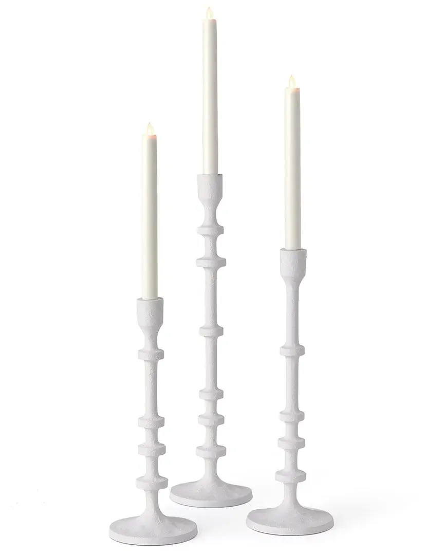 Abacus Set of 3 Taper Holders - White, Aluminum