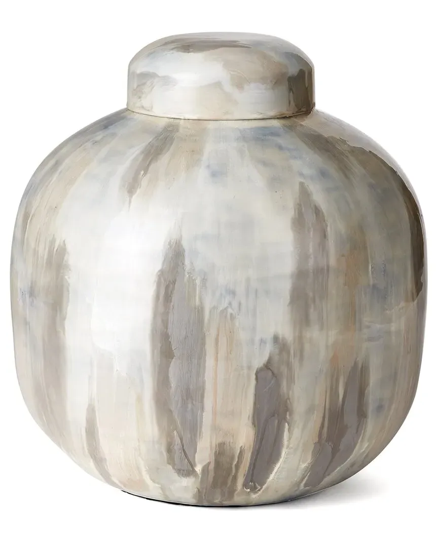 Almeta Lidded Urn - White Pearl, Iron image