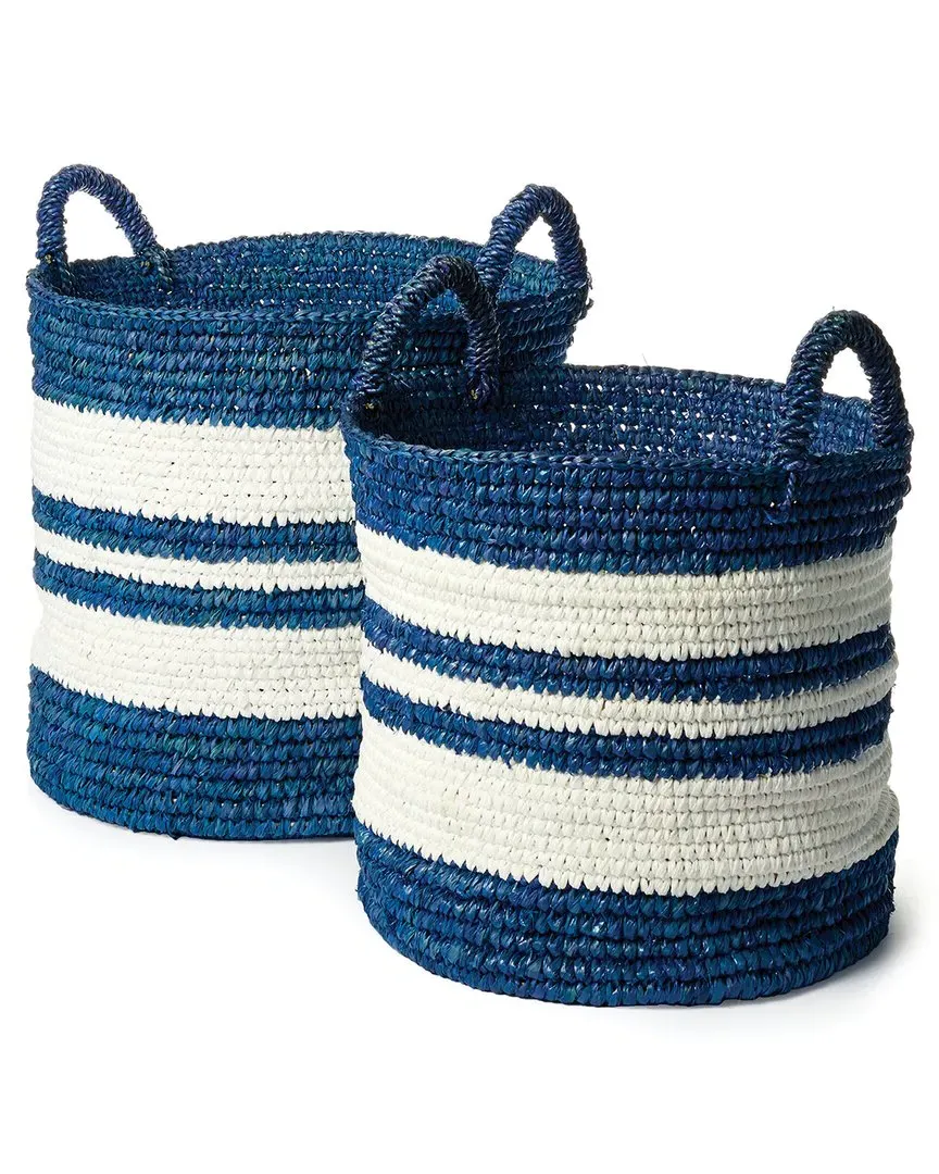 Barclay Butera Totes Adore Mark Storage Basket - Blue, Sisal