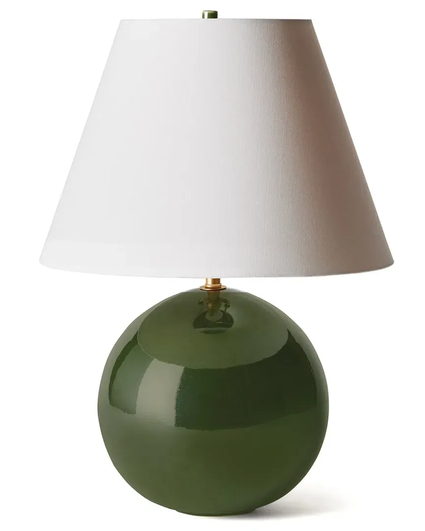 Bellamy Table Lamp with Linen Shade - Green, Ceramic