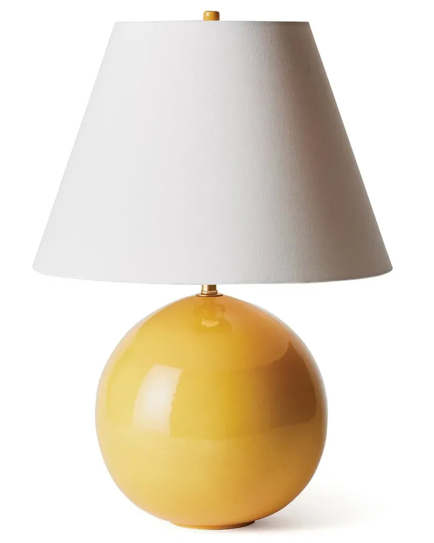 Bellamy Table Lamp with Linen Shade - Yellow, Ceramic