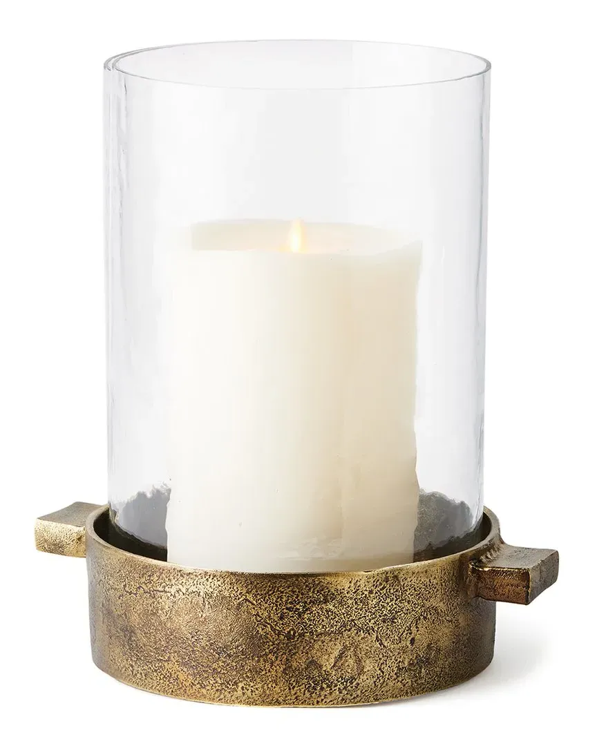 Benicia Hurricane Lantern - Brass, Glass image