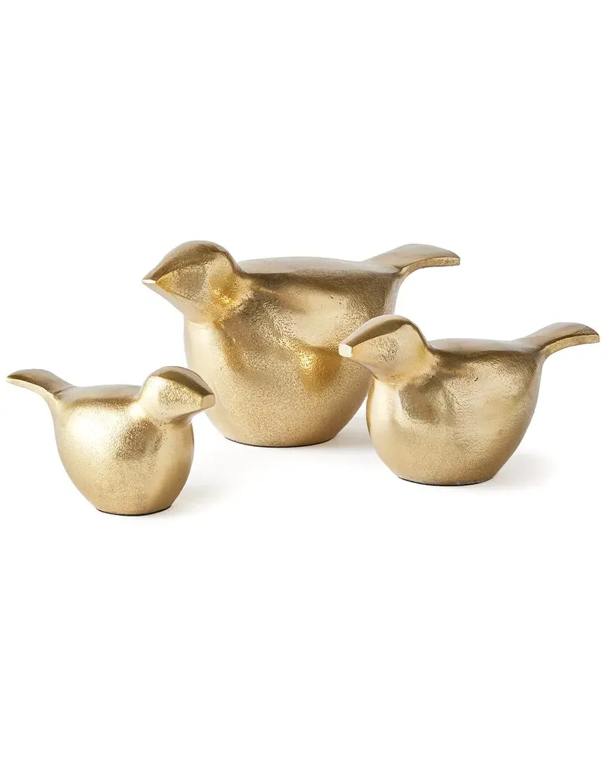 Birds of A Feather Set of 3 Decorative Birds - Gold, Aluminum image