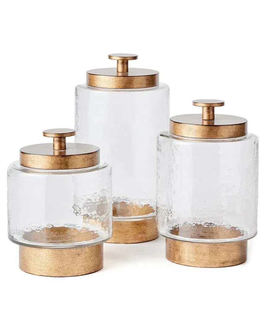 Braiden Set of 3 Canisters - Gold, Glass image