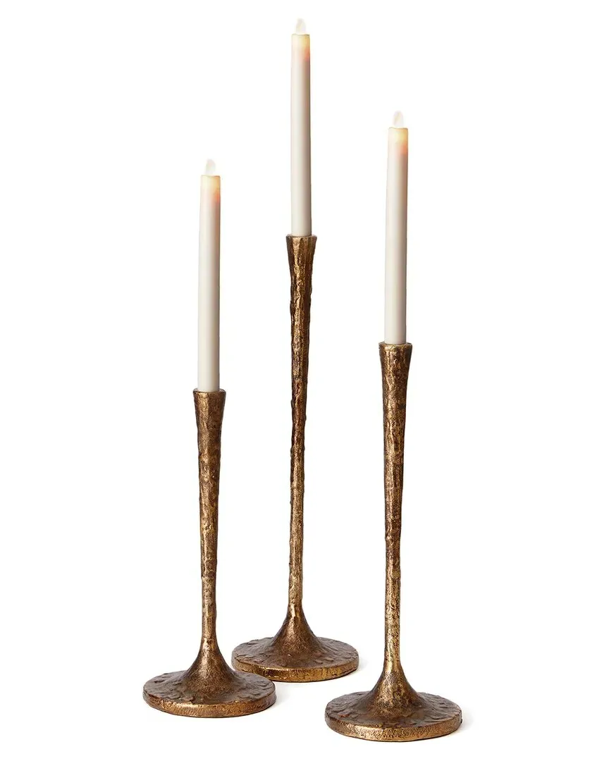 Burke Set of 3 Taper Holders - Antique Brass, Aluminum image