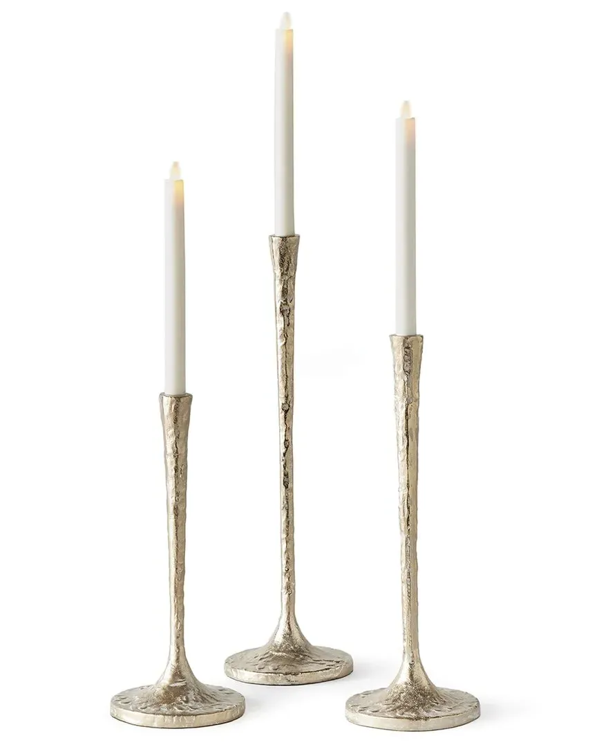 Burke Set of 3 Taper Holders - Gold, Aluminum