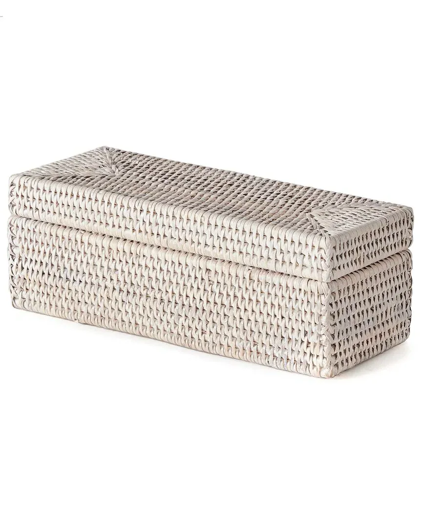 Burma Rattan 3-Compartment Lidded Box - White