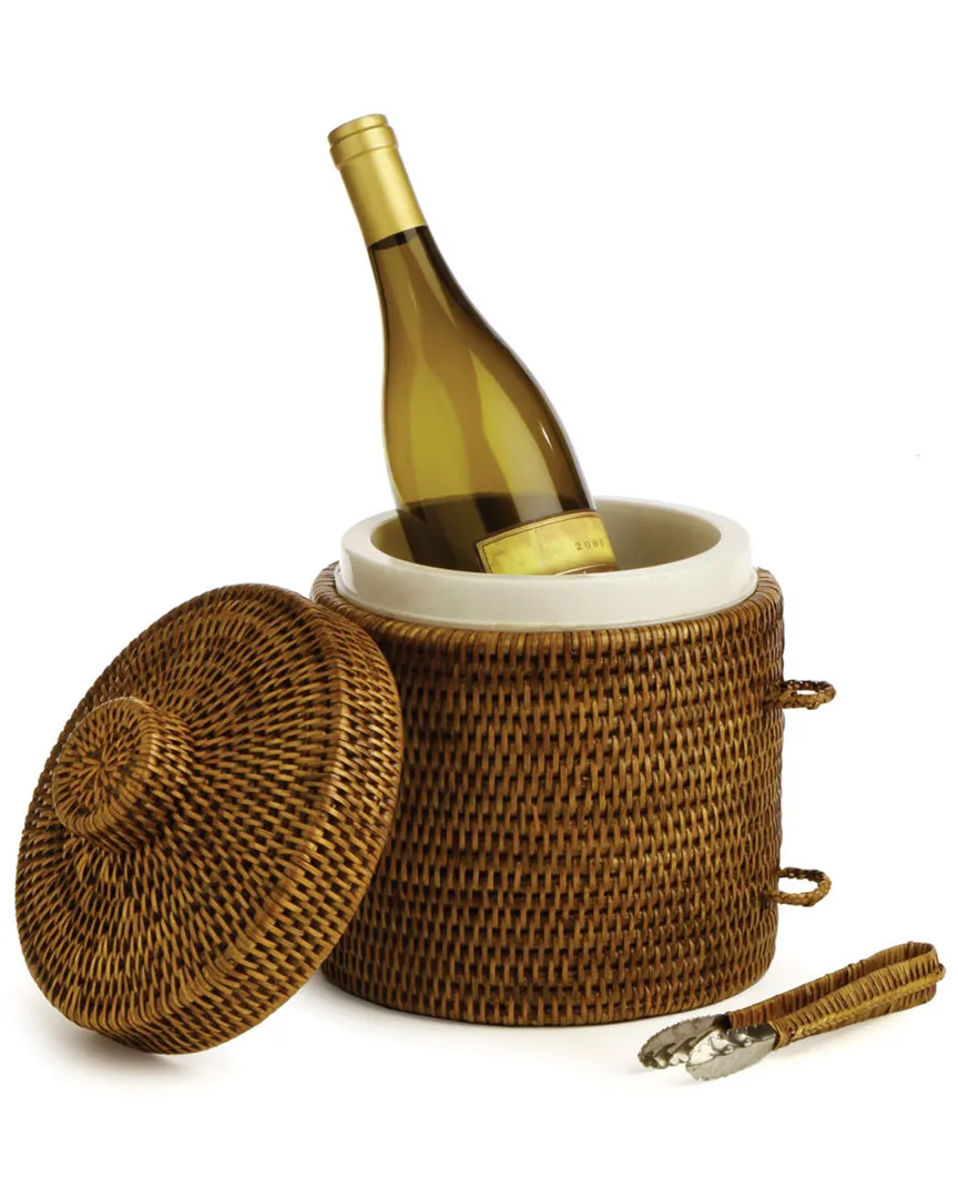 Burma Rattan Ice Box with Tongs - Warm Brown image