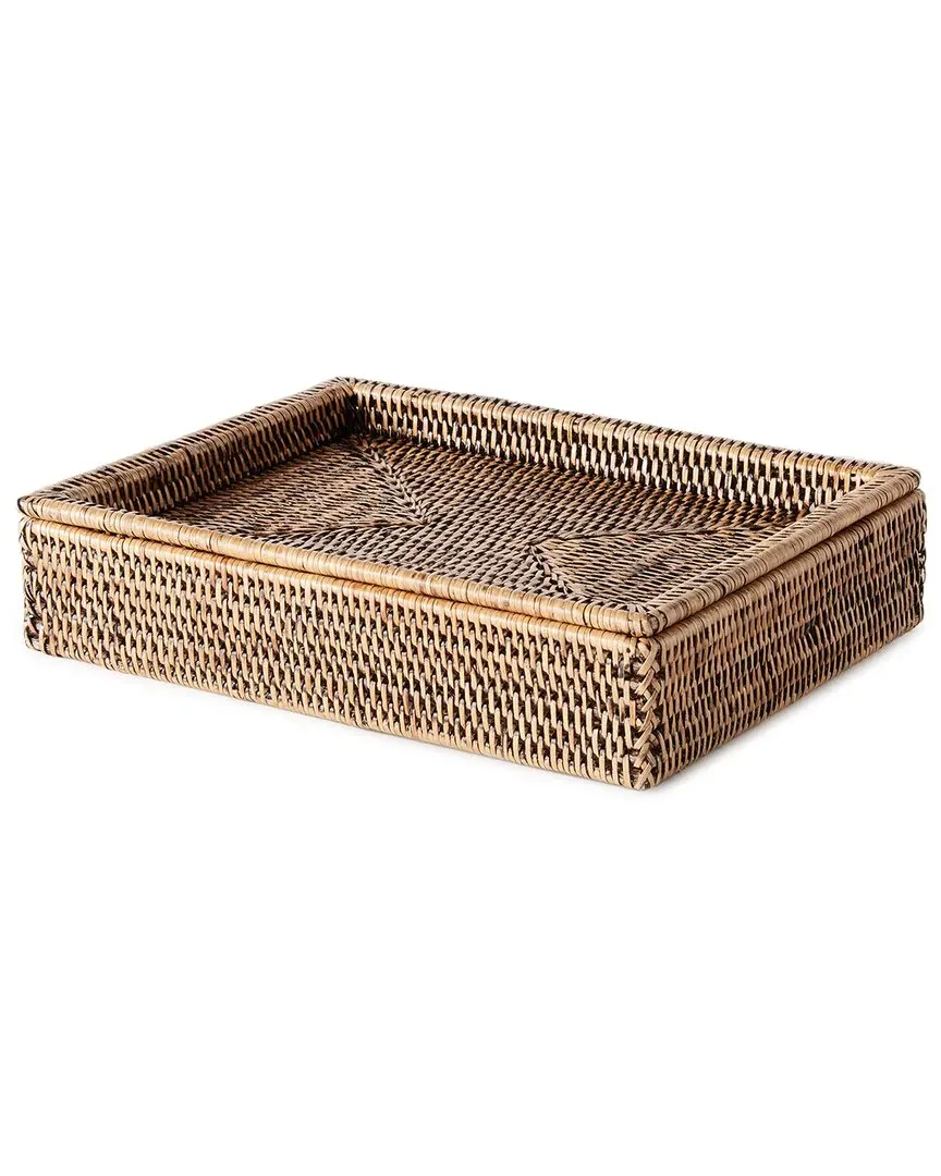Burma Rattan Lidded Letter Box - Brown image