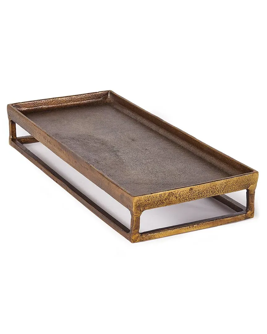Cabot Raised Rectangular Tray - Gold, Aluminum image