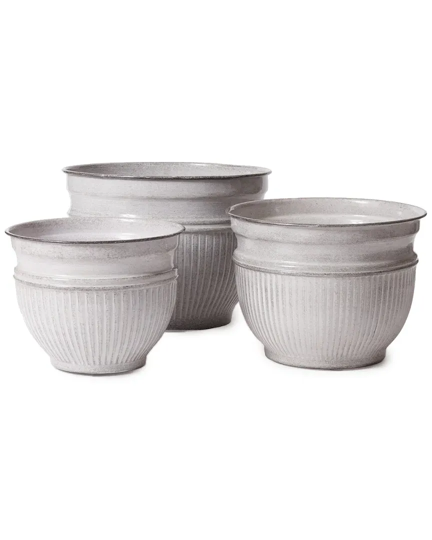 Camelia Set of 3 Garden Pots - Dove, Iron