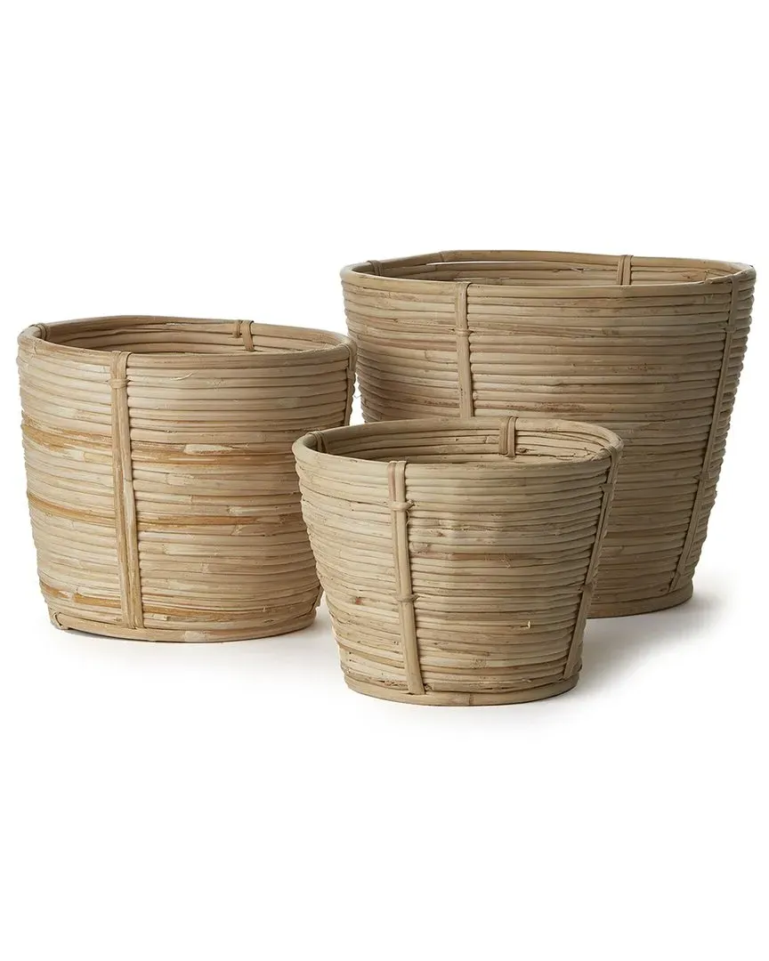 Cane Rattan Round Tapered Baskets - Natural image