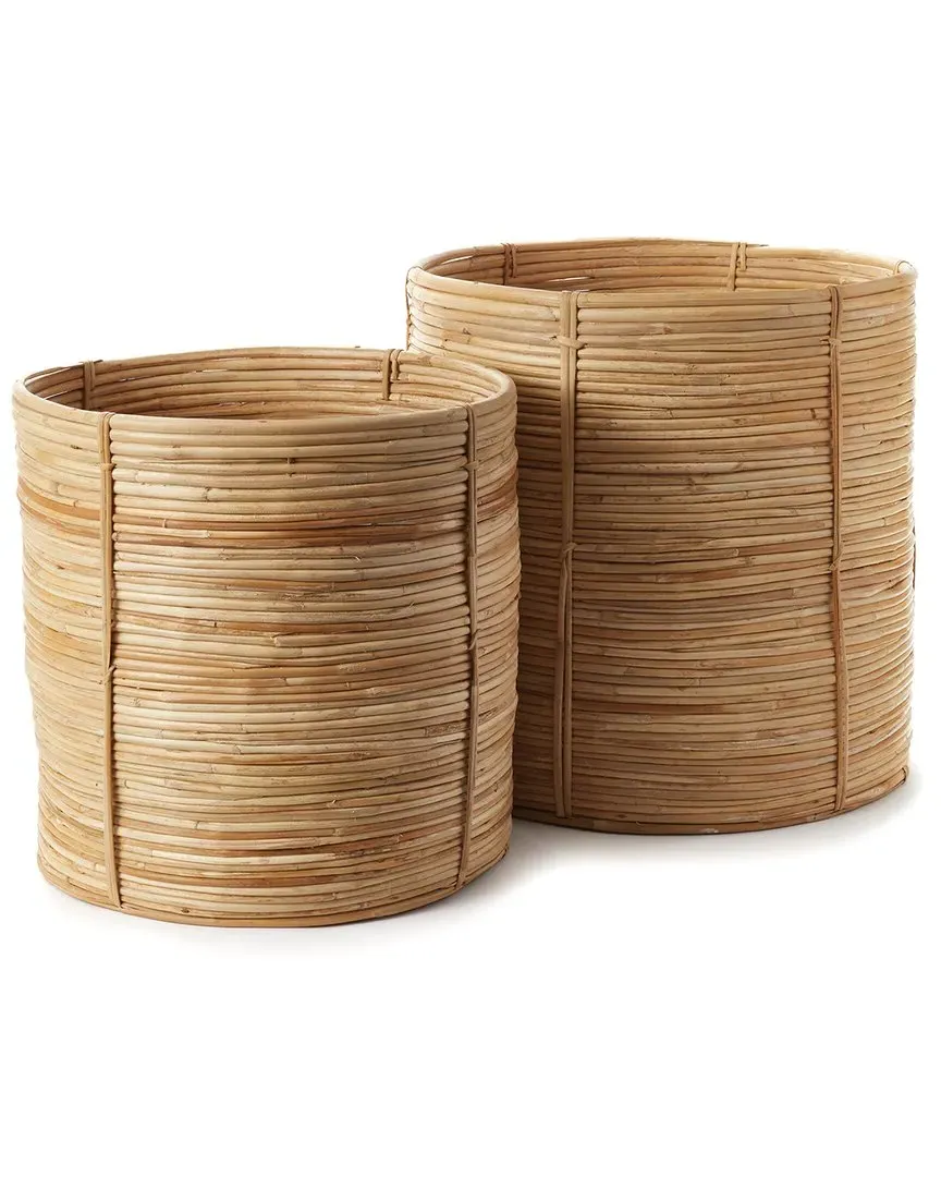 Cane Rattan Round Tree Baskets - Natural