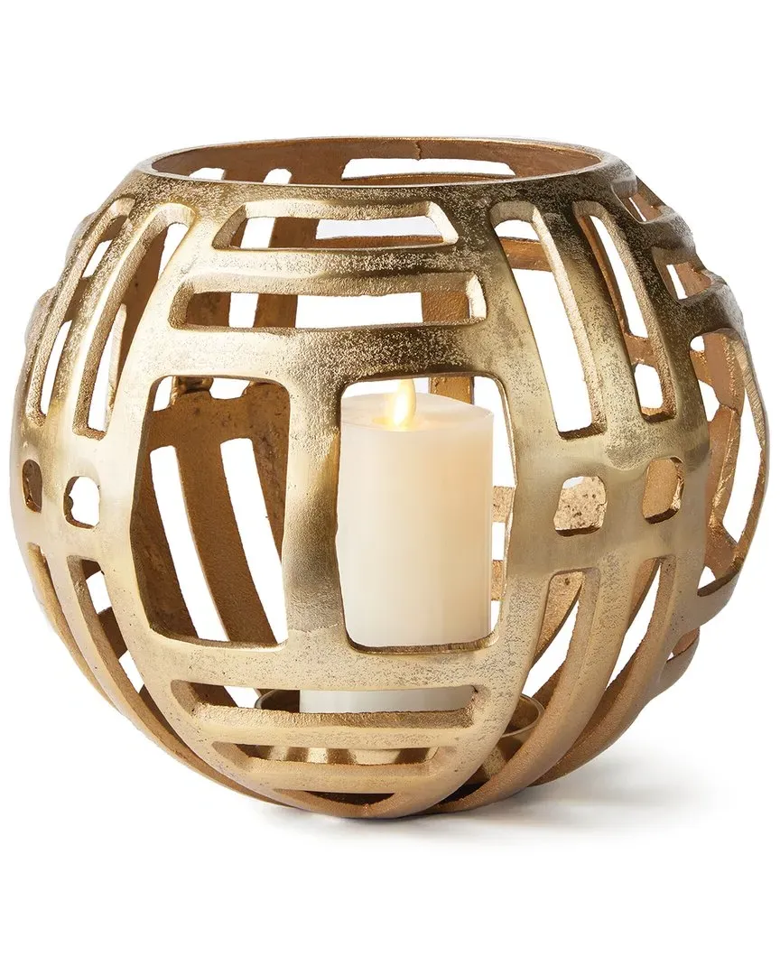 Cecil Large Hurricane Candle Holder - Gold, Aluminum image