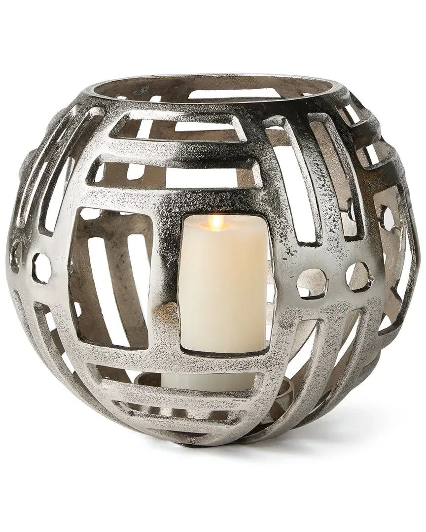 Cecil Large Hurricane Candle Holder - Silver, Aluminum