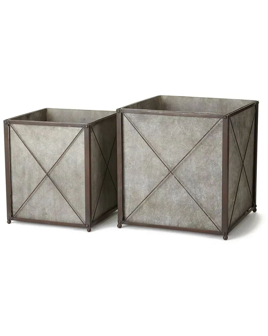 Cedar Ridge Set of 2 Cachepots - Silver, Iron