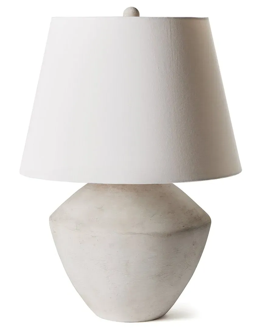 Clyde Table Lamp with Linen Shade - Gray, Ceramic