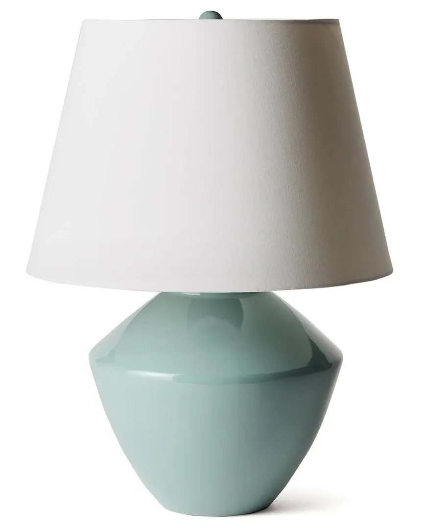 Clyde Table Lamp with Linen Shade - Green, Ceramic