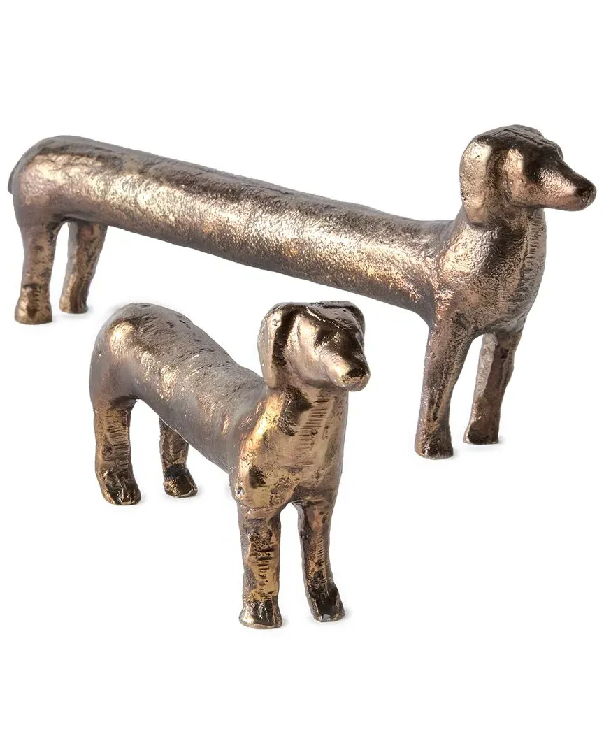 Connley Set of 2 Dog Figurines - Gold, Aluminum