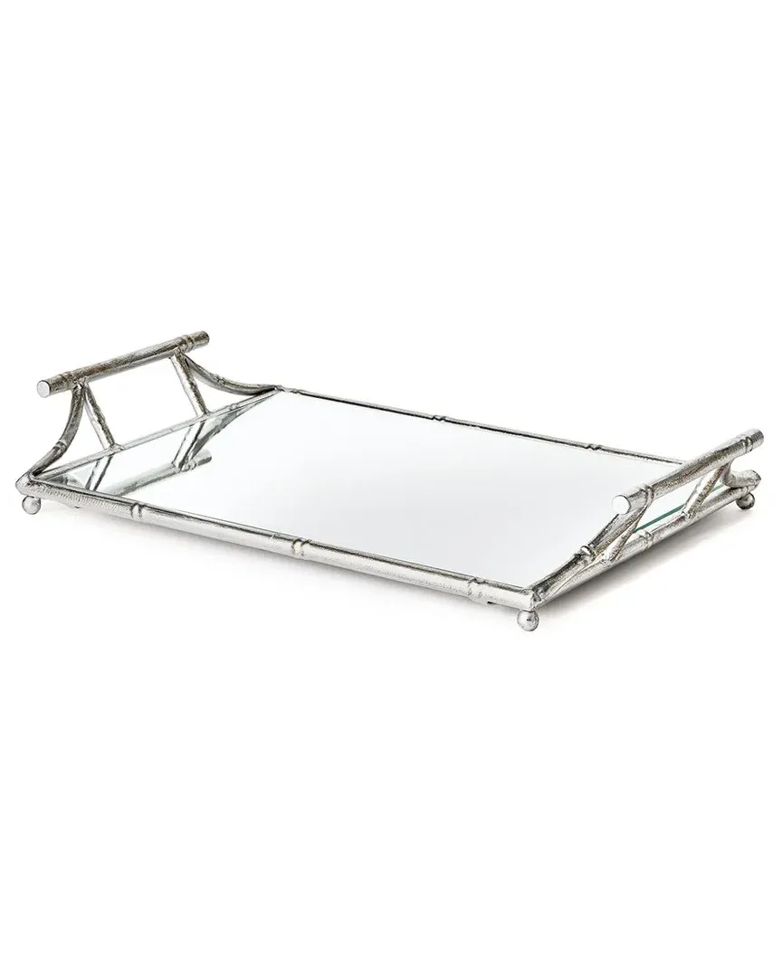 Daphne Mirrored Tray with Handles - Silver image